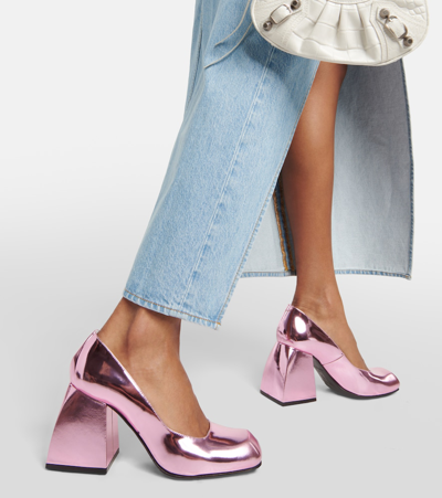 Shop Nodaleto Bulla Air 90 Metallic Leather Pumps In Pink