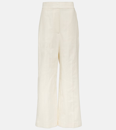 Shop Khaite Banton Low-rise Cotton Wide-leg Pants In White