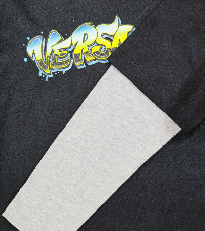 Versace Logo Print Cotton Jersey T-shirt In Black
