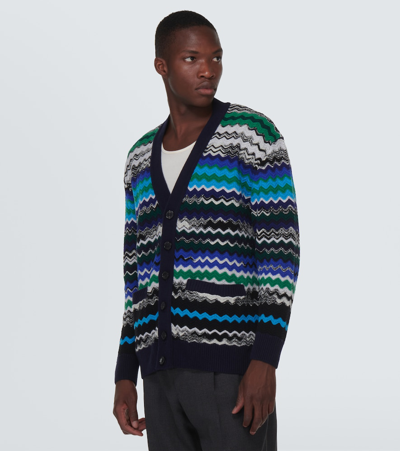 Shop Missoni Chevron Wool-blend Cardigan In Multicoloured