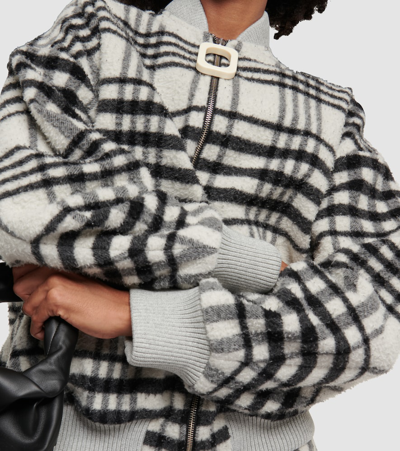 Shop Jw Anderson Checked Wool-blend Bomber Jacket In Black