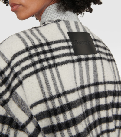 Shop Jw Anderson Checked Wool-blend Bomber Jacket In Black