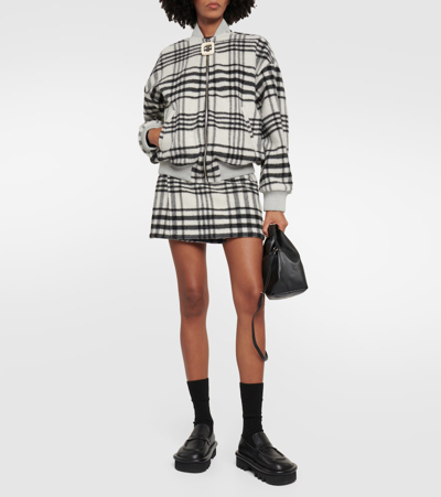 Shop Jw Anderson Checked Wool-blend Bomber Jacket In Black