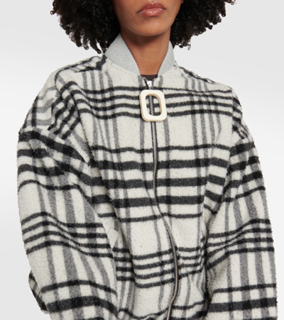 Shop Jw Anderson Checked Wool-blend Bomber Jacket In Black