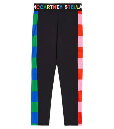 Shop Stella Mccartney Logo Striped Jersey Leggings In Multicoloured