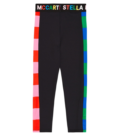 Shop Stella Mccartney Logo Striped Jersey Leggings In Multicoloured