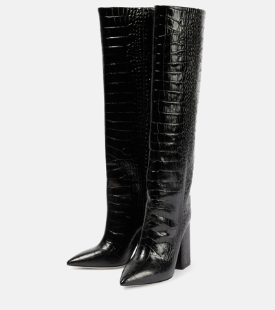 Paris Texas Anja Boot 70 High Heels Boots In Black Leather In Black