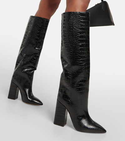 Shop Paris Texas Anja Leather Knee-high Boots In Black
