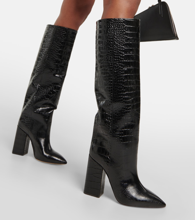 Paris Texas Anja Boot 70 High Heels Boots In Black Leather In Black