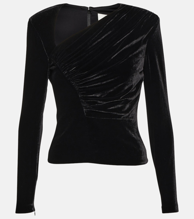 Shop Roland Mouret Asymmetric Velvet Top In Black