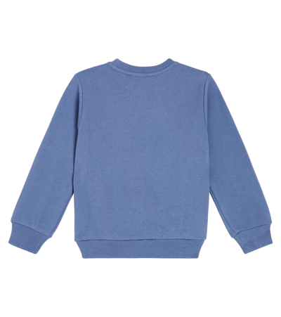 Shop Balmain Logo Cotton Jersey Sweatshirt In Blue