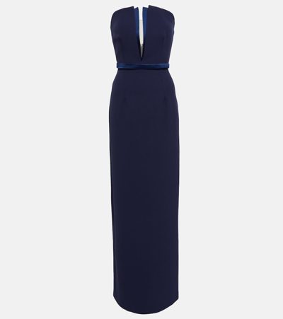 Shop Safiyaa Lua Azurite Strapless Gown In Blue