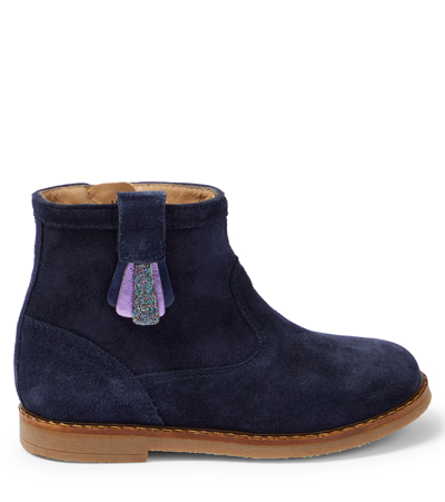 Shop Pom D'api Trip Arty Suede Ankle Boots In Blue