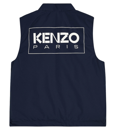 Shop Kenzo Logo Down Vest In Blue