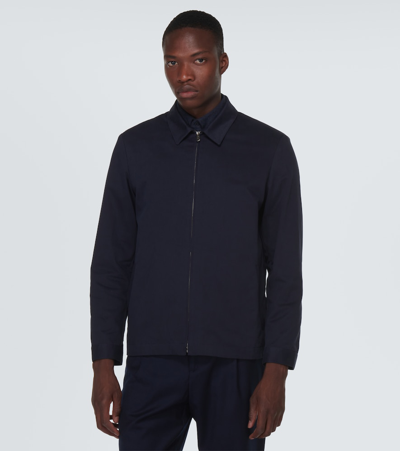 Shop Sunspel Cotton Harrington Jacket In Blue