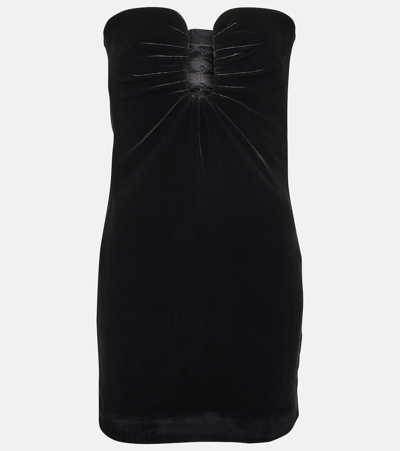 Shop Roland Mouret Strapless Velvet Minidress In Black