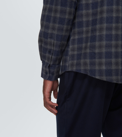 Shop Sunspel Checked Cotton Flannel Shirt In Blue