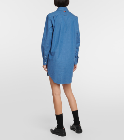 Shop Thom Browne Cotton Shirt Dress In Blue