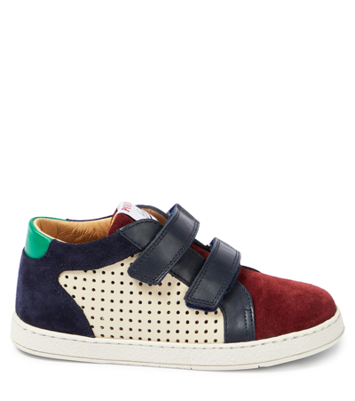 Pom D'api Mousse Easy Top Leather And Suede Sneakers In Multicoloured