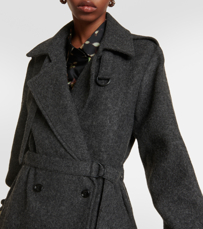 Shop Dries Van Noten Double-breasted Wool Coat In Grey