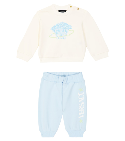 Shop Versace Baby Printed Sweatshirt And Pants Set In Multicolor