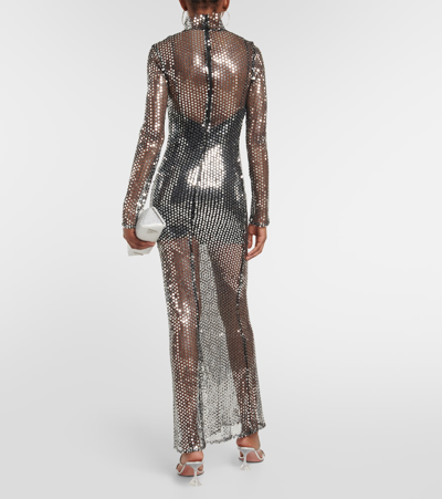 Shop Taller Marmo Tina Semi-sheer Sequined Maxi Dress In Silver