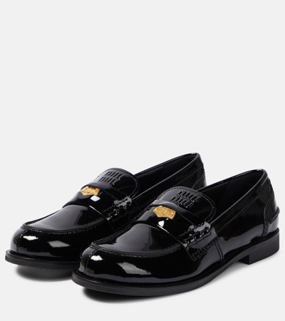 Shop Miu Miu Patent Leather Loafers In Black