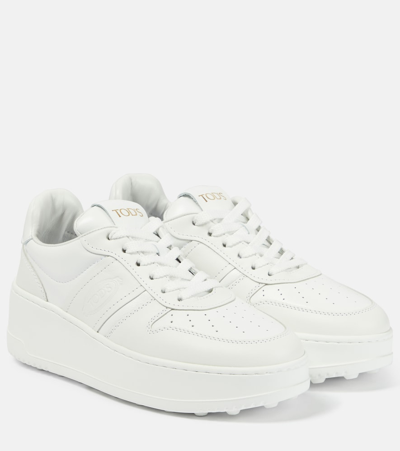 Shop Tod's Leather Platform Sneakers In White