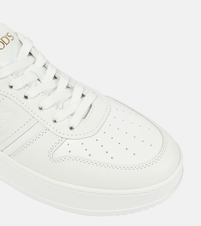 Shop Tod's Leather Platform Sneakers In White