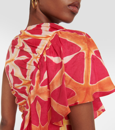 Ulla Johnson Lali One-shoulder Long Floral Ruffle Silk Dress In Multicoloured
