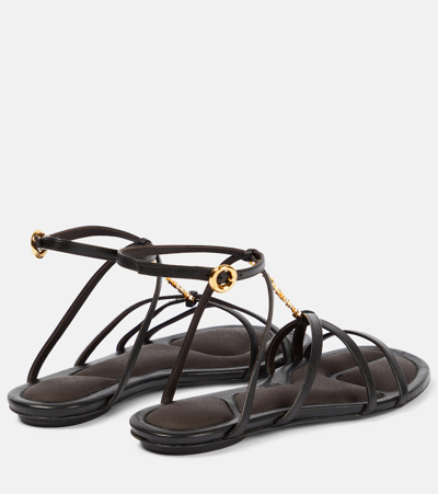 Shop Jacquemus Les Sandales Pralu Plates Leather Sandals In Black