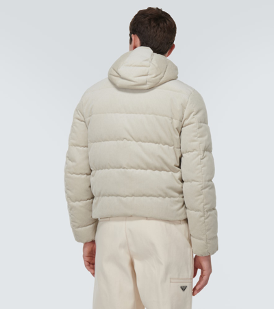 Prada Cropped Cotton Corduroy Down Jacket In Black