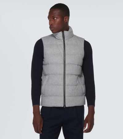 Shop Herno Cashmere And Silk Down Vest In Grey
