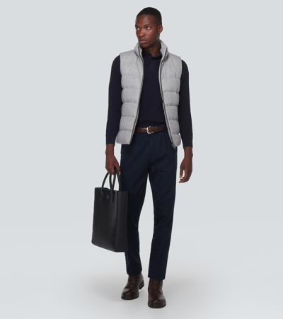 Shop Herno Cashmere And Silk Down Vest In Grey