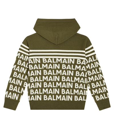Shop Balmain Logo Intarsia Wool-blend Hoodie In Multicoloured