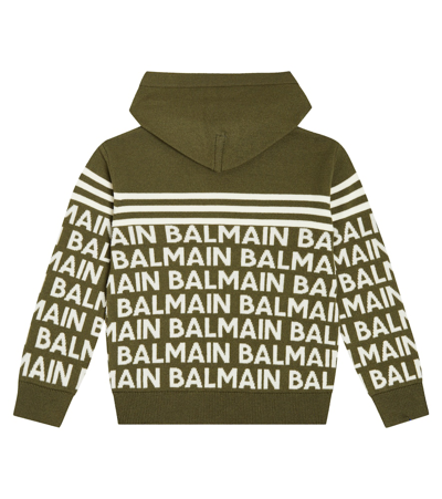 Balmain Logo Intarsia Wool-blend Hoodie In Multicoloured