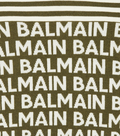 Shop Balmain Logo Intarsia Wool-blend Hoodie In Multicoloured