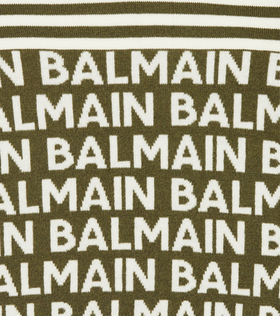 Balmain Logo Intarsia Wool-blend Hoodie In Multicoloured