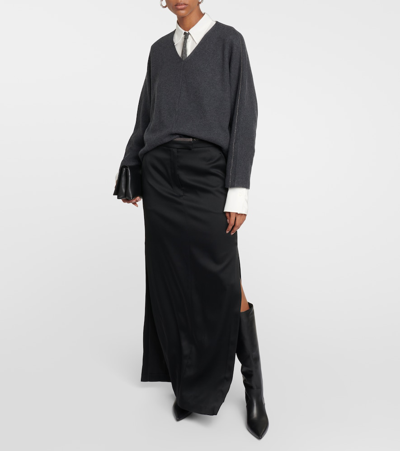 Shop Brunello Cucinelli High-rise Maxi Skirt In Black