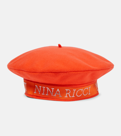 Shop Nina Ricci Logo Wool-blend Beret In Red