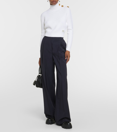 Prada High-neck Wool Sweater In Black