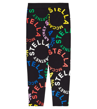 Shop Stella Mccartney Logo Printed Cotton-blend Leggings In Multicoloured
