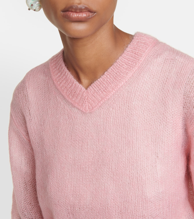 Shop Acne Studios Open Mohair-blend Sweater In Pink