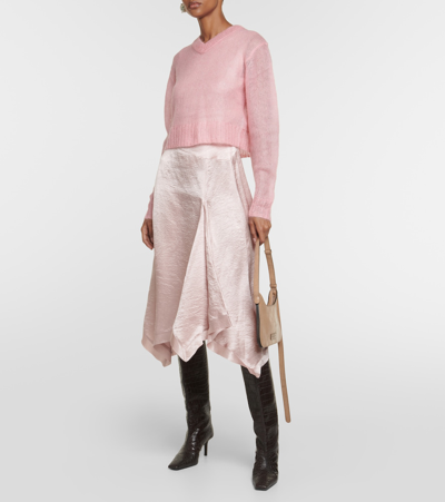 Shop Acne Studios Open Mohair-blend Sweater In Pink