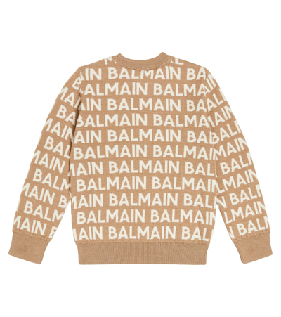 Shop Balmain Logo Intarsia Wool-blend Sweater In Multicoloured