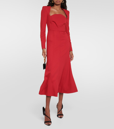 Shop Roland Mouret Cady Midi Dress In Red