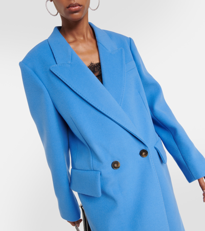 Shop Stella Mccartney Double-breasted Wool Coat In Blue