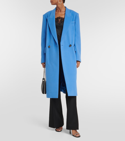 Shop Stella Mccartney Double-breasted Wool Coat In Blue