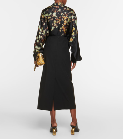 Shop Dries Van Noten High-rise Wool Midi Skirt In Black