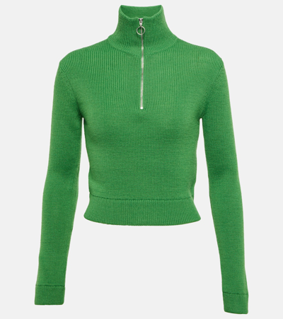 Shop Acne Studios Ribbed-knit Wool-blend Sweater In Green